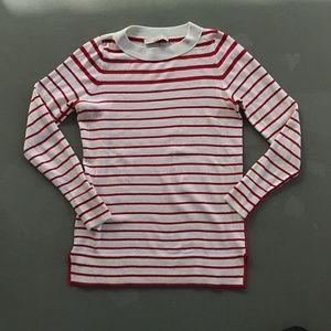 Loft Red and White Striped Sweater